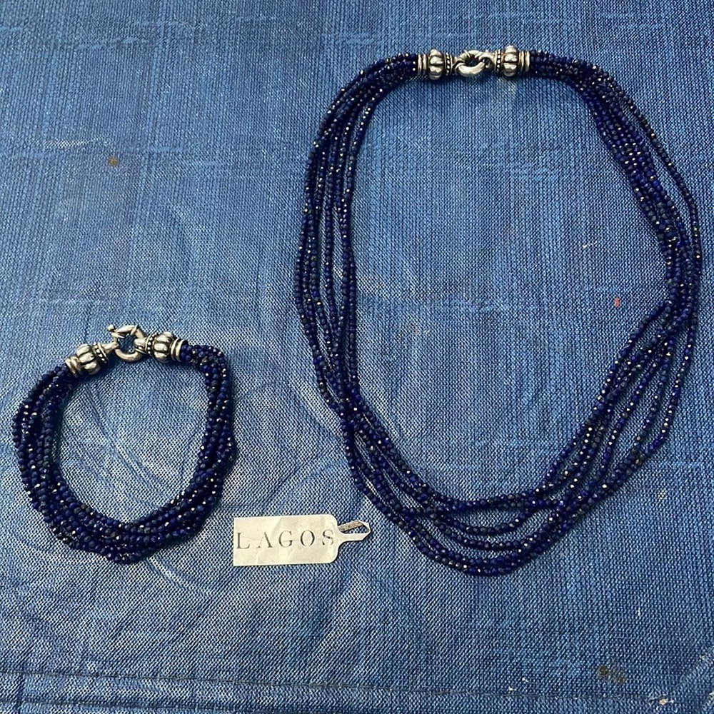 Lagos blue necklace and bracelet set